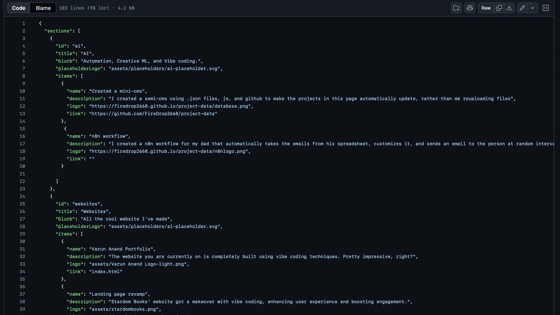 Old portfolio + semi-CMS screenshot 1